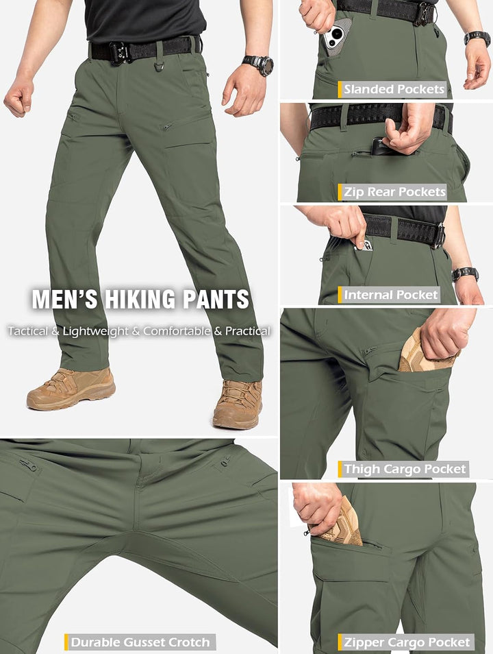 CARWORNIC Herren Schnelltrocknend Taktisch Hose Leicht Wanderhose Angelhose Stretch Cargohose 30W /