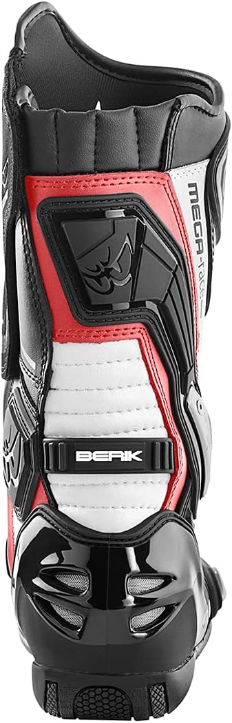 Berik Donington Motorradstiefel, schwarz/weiss/rot, 48 | Atmungsaktiv Schwarz Weiss Rot 48 EU, Schwa
