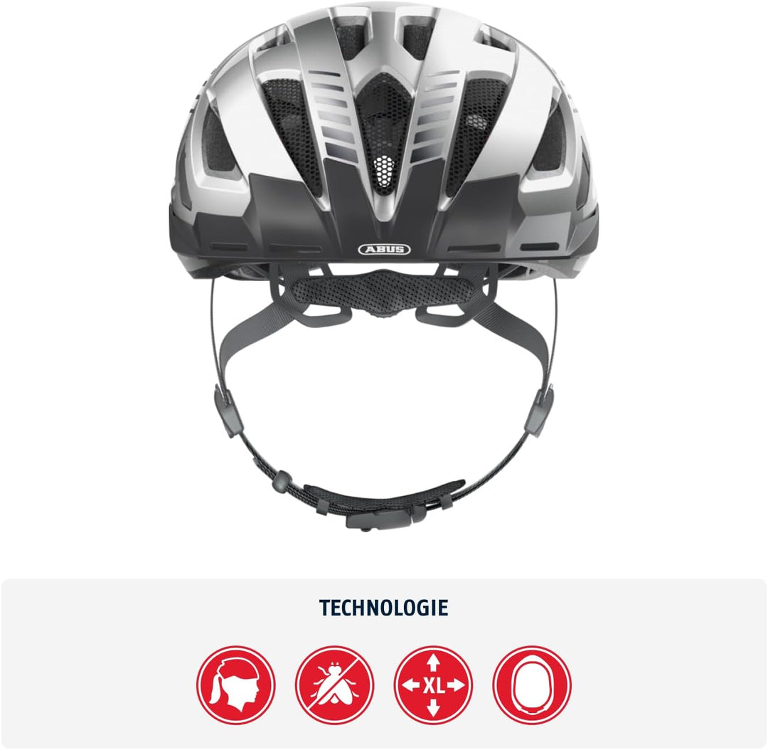 ABUS Stadthelm Urban-I 3.0 - Fahrradhelm mit Rücklicht, Schirm und Magnetverschluss - für Damen und