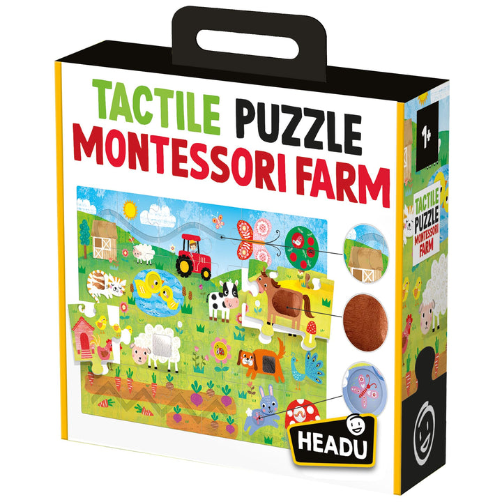Headu 8.05959E+12 Italy Taktile Puzzle Montessori, Mehrfarbig Tactile Puzzle Montessori Farm, Tactil