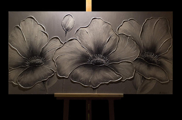 YS-Art XXL Abstrakt Acryl Gemälde auf Leinwand handgemalt Blumen Wandbilder Wohnzimmer moderne minim