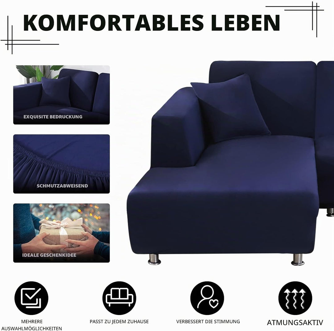 Lydevo Sofabezug Ecksofa L Form Sofa Überwürfe Stretch Sofabezug L Form Rechts oder Links mit Zwei K