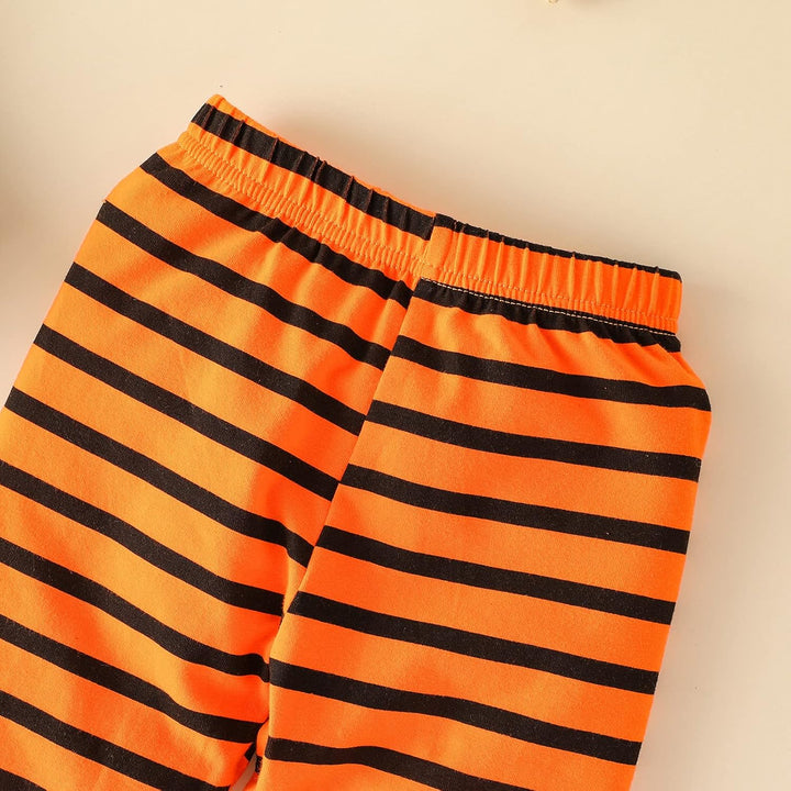 Verve Jelly Baby Mädchen Halloween Kleidung Rüschen Langarm Kürbis Tops Tüll Tutu Rock Gestreifte La