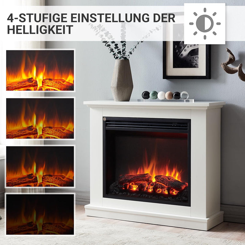 CrownFlame Phanos Elektrokamin - Elektrischer Standkamin mit Heizung 1000/2000 W, realistischer 3D-F