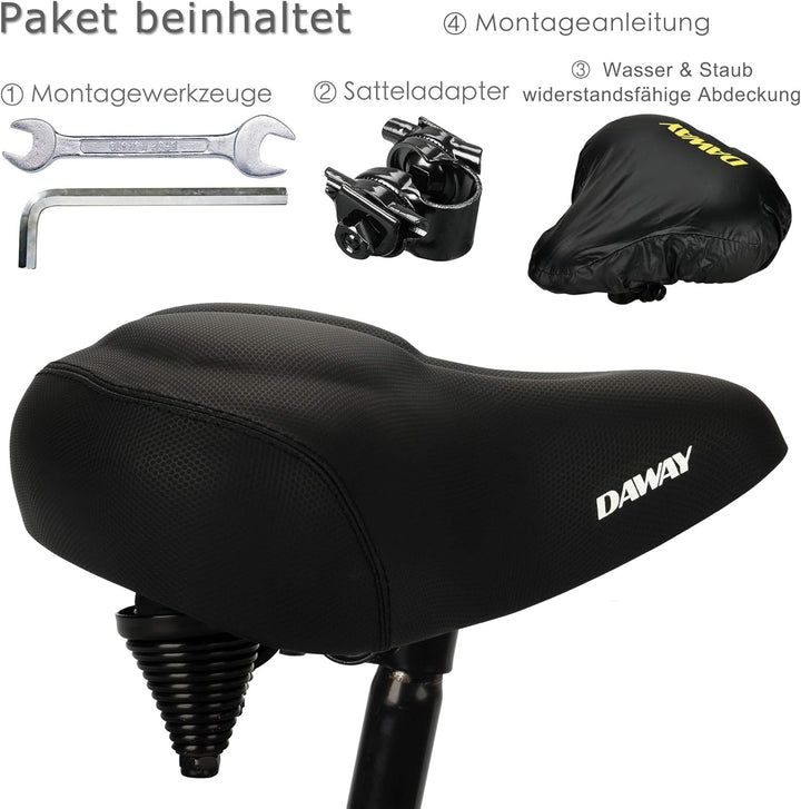 DAWAY Übergrosser Bequemer Fahrradsattel City - C40 Extra Weicher Schaum gepolstert Fahrrad Sattel f