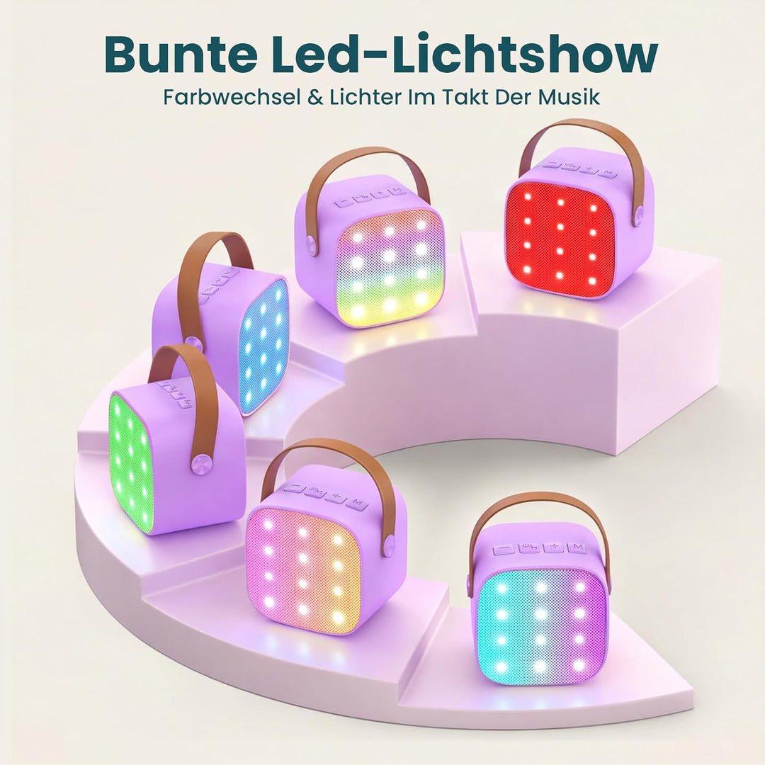 Wowstar Karaoke Maschine mit 2 Drahtlosen Mikrofonen, Tragbares Bluetooth Karaoke Maschine für Kinde