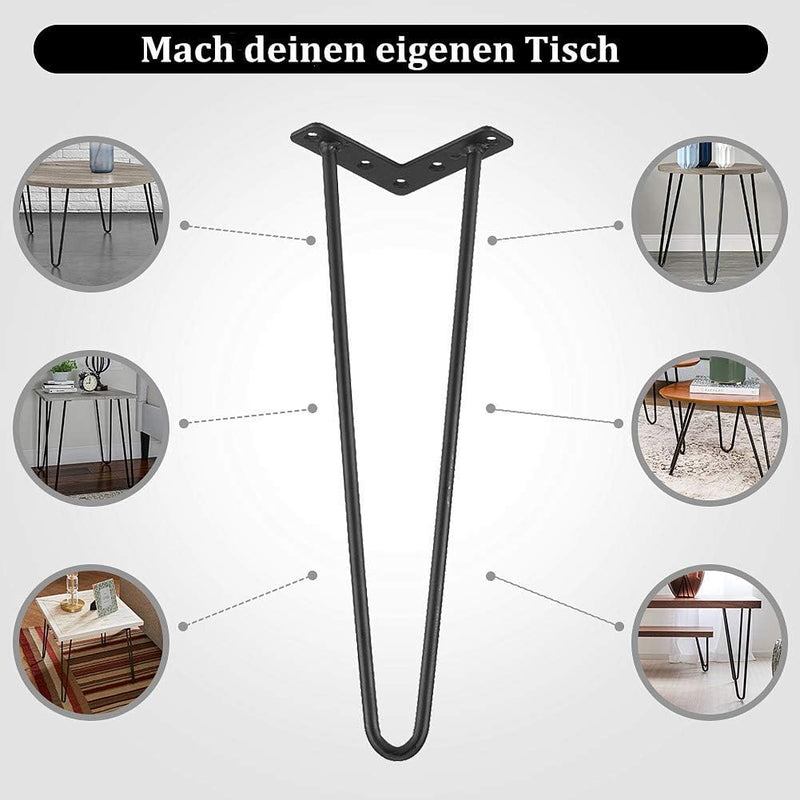 Greensen Tischbeine Metall Schwarz, Möbelfüsse 4 Stück Haarnadelbeine Hairpin Legs Haarnadel Tischbe