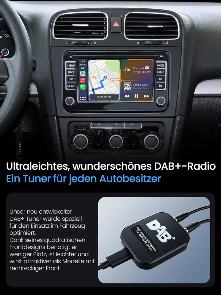 DAB+ Autoadapter mit Antenne für Autoradios mit Android 5.1+, Digitalradio-Antennen-Tuner mit FM-Übe