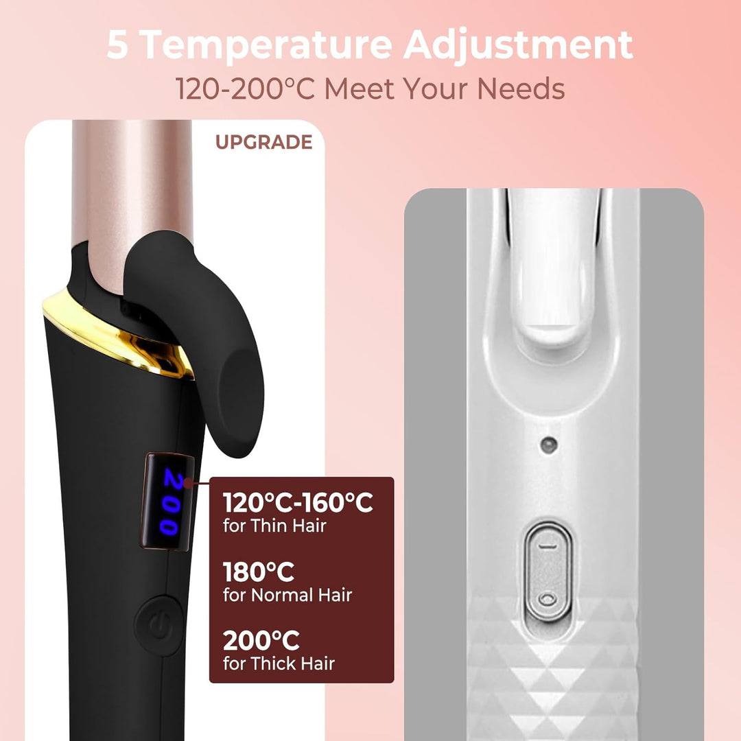 Mini Lockenstab 25mm, Lockenstab mit Klemme, Curling Iron 110-240V, Lockenstäbe Kurze Haare mit LED