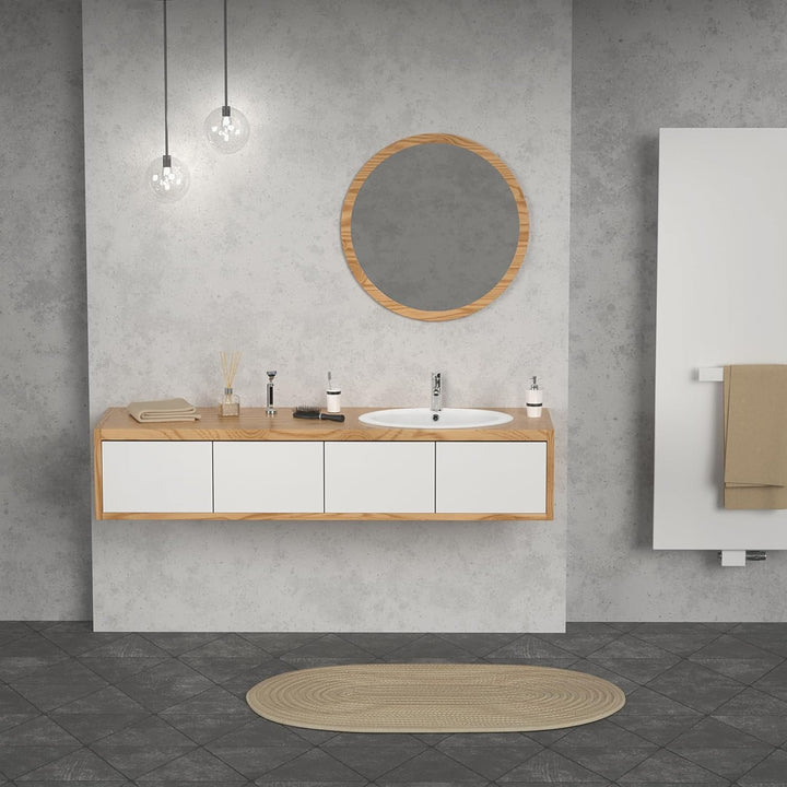 ML-Design Waschbecken aus Keramik Weiss glänzend 57x19,5x48,5cm Oval Einbauwaschbecken mit Hahnloch