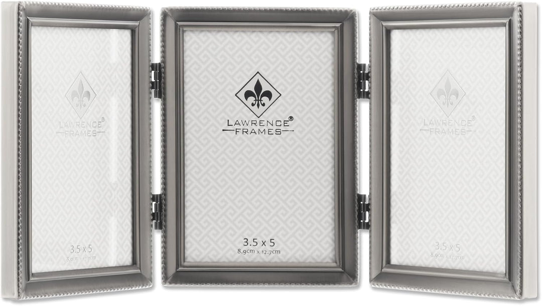 Lawrence Frames Bilderrahmen aus Zinn, mit Scharnier, 7,6 x 12,7 cm, mit Perlenkante zinnfarben 3.5x