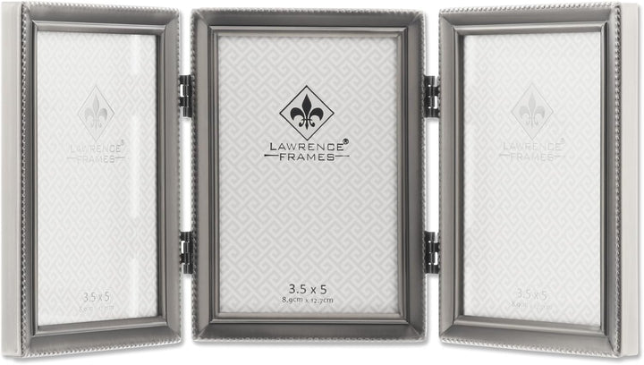 Lawrence Frames Bilderrahmen aus Zinn, mit Scharnier, 7,6 x 12,7 cm, mit Perlenkante zinnfarben 3.5x