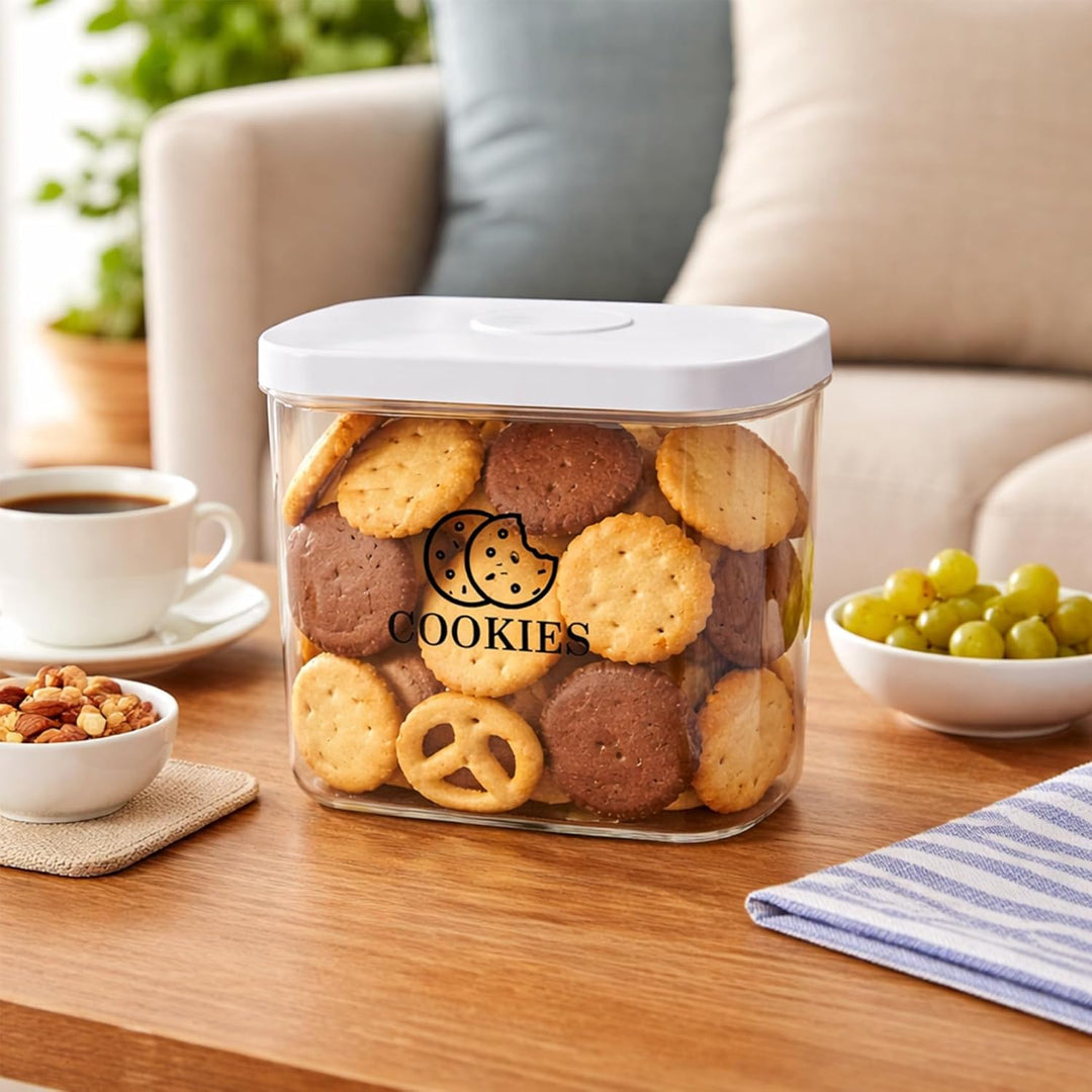 Keksdose mit Luftdichtem Deckel, BPA-freier Kunststoff Vorratsbehälter für Kekse, Brot, Bagels und D