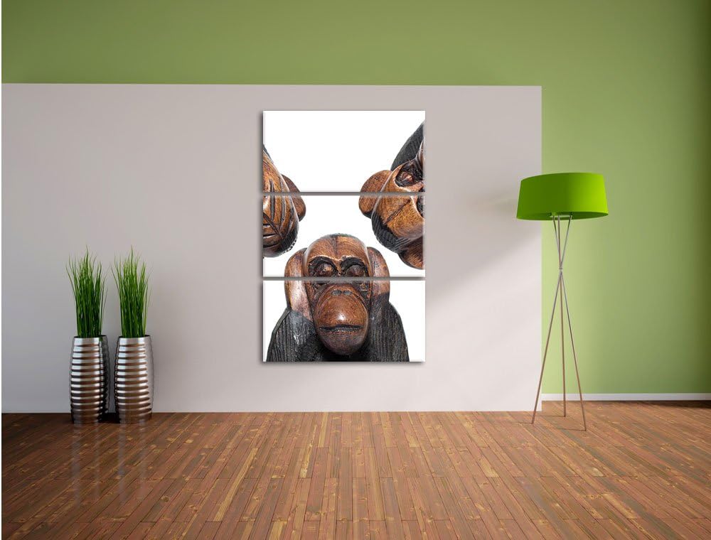 Pixxprint Nichts hören Nichts sehen Nichts Sagen Skelette 3-Teiler Leinwandbild 120x80 Bild auf Lein