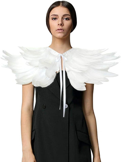 keland Gothic Feder Achselzucken Schal Poncho Halloween Party Kostüm Epauletten Fliege Krawatte Krag