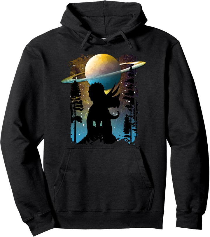 Triceratops Dinosaurier Sci-Fi Galaxy Star Night Nature Grafik Pullover Hoodie