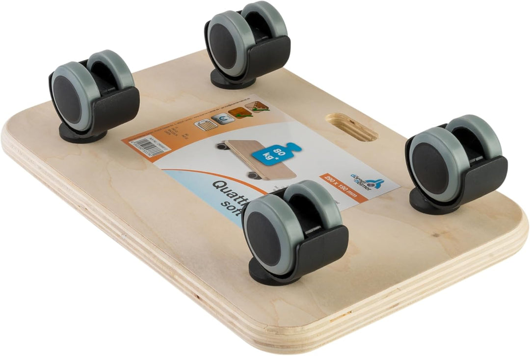Dörner + Helmer Transportroller Quattro-Soft, 290mm x 190mm x 70mm, 80kg Tragkraft, Doppelrollen, fü