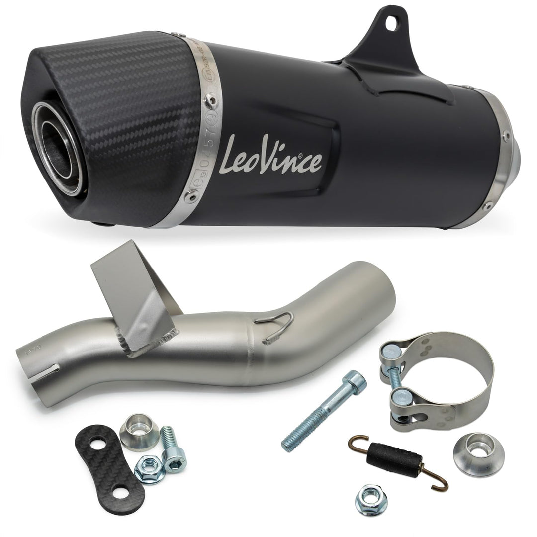 Endschalldämpfer/Auspuffanlage LeoVince SLIP-ON SBK, Edelstahl schwarz, Carbon Kappe, mit Zulassung