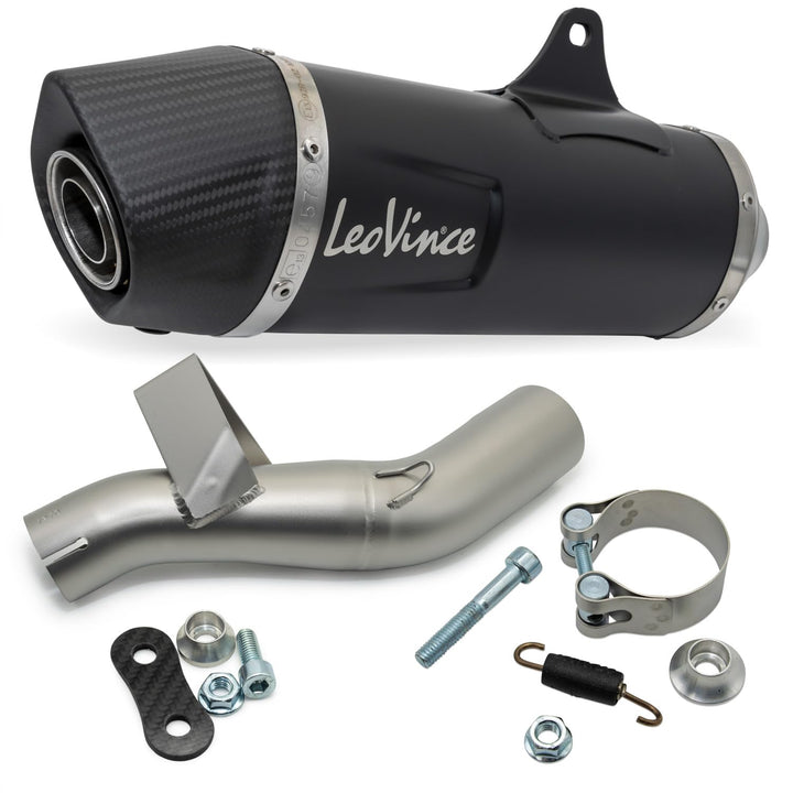 Endschalldämpfer/Auspuffanlage LeoVince SLIP-ON SBK, Edelstahl schwarz, Carbon Kappe, mit Zulassung