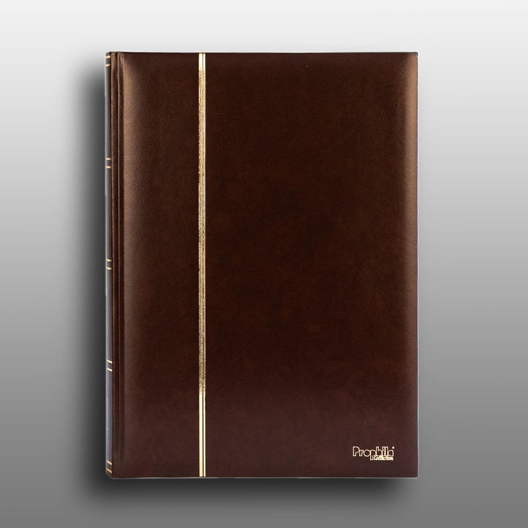 Prophila 60 weisse Geteilte Seiten Briefmarkenalbum Einsteckbuch wattierter brauner Einband