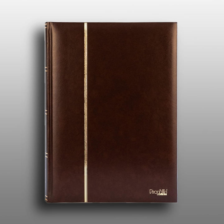 Prophila 60 weisse Geteilte Seiten Briefmarkenalbum Einsteckbuch wattierter brauner Einband