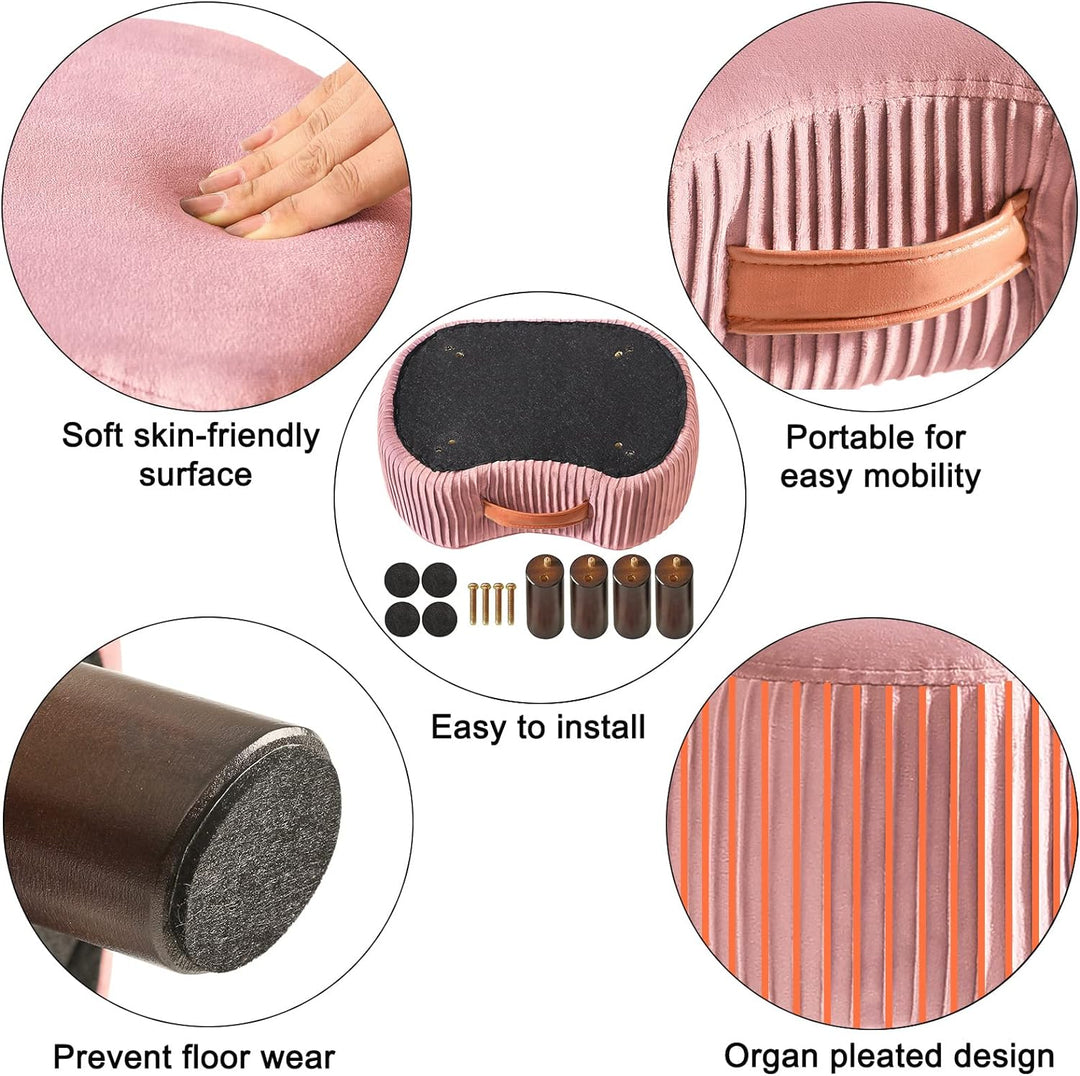 YMYNY Fusshocker, Sitzbank mit Griff, Gebogener Tritthocker mit weichem Sitzkissen, Gepolsterter Hoc