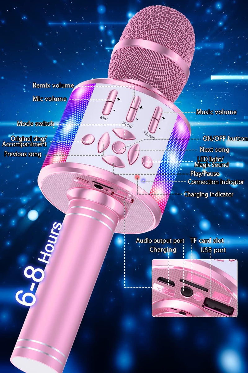 BONAOK Magic Sing Karaoke Microphone, Bluetooth Microphone Karaoke Kids, 4 in 1 Sing Microphone, Wir