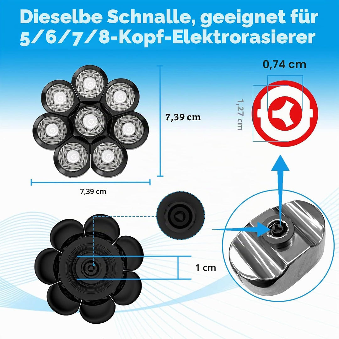 8D Elektrisch Rasierkopf, 8 Kopf Rasierköpfe Ersatzklinge für Glatze Herren, Universeller Elektrisch