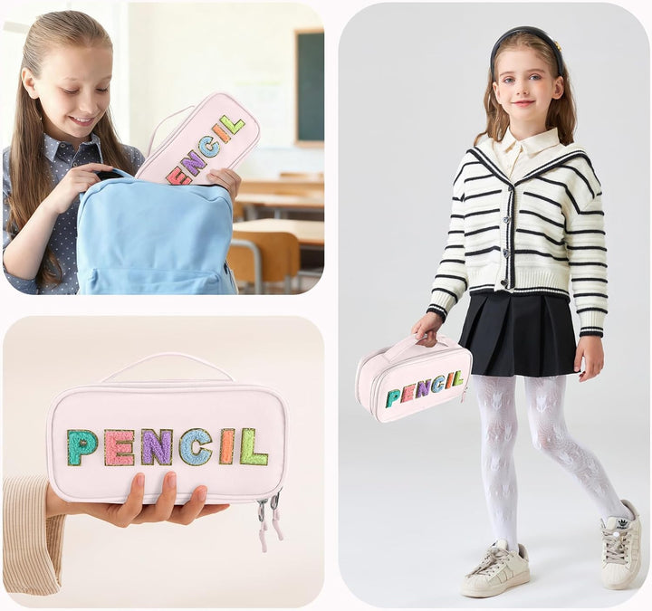 Federmäppchen Niedliches Federmäppchen für Mädchen, geräumige Federtasche mit Griff für Schule und B