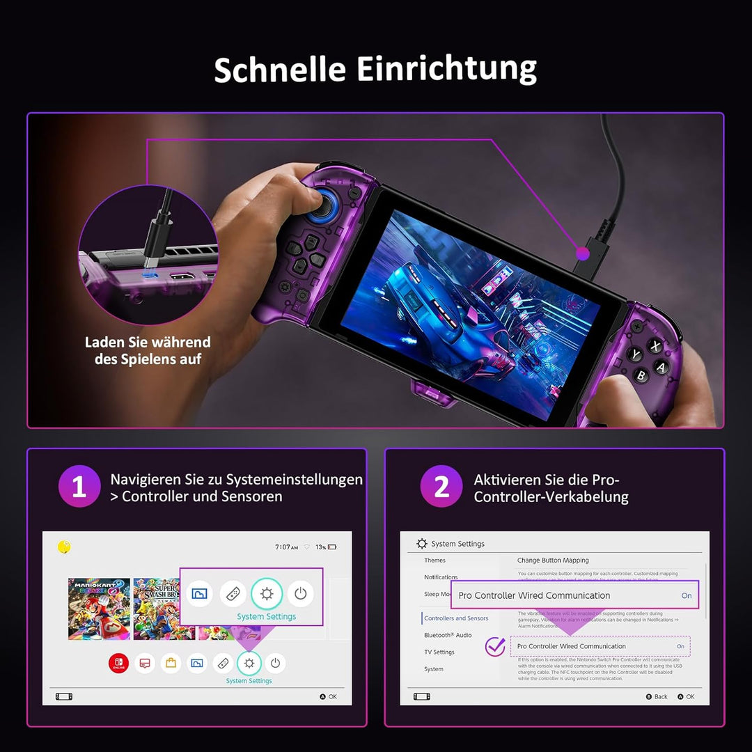 NexiGo Hall Effect Gripcon mit Ständer und HDMI-Ausgang für TV-Docking, Hall-Sensing-Joystick für Sw