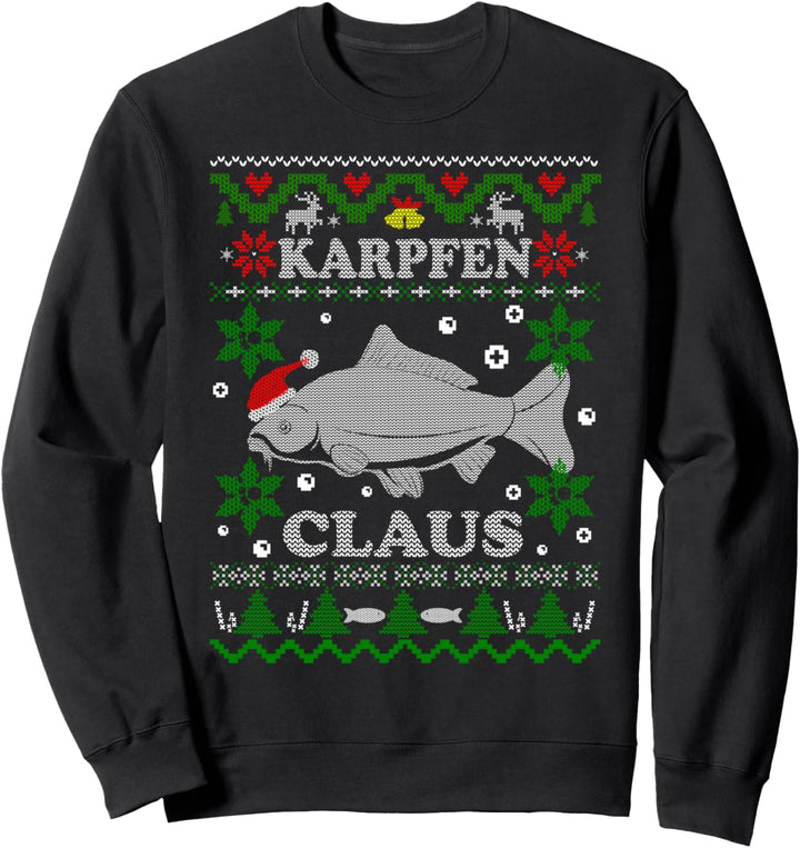 Lustig Karpfen Claus Angler Geschenke Weihnachten Angeln Sweatshirt