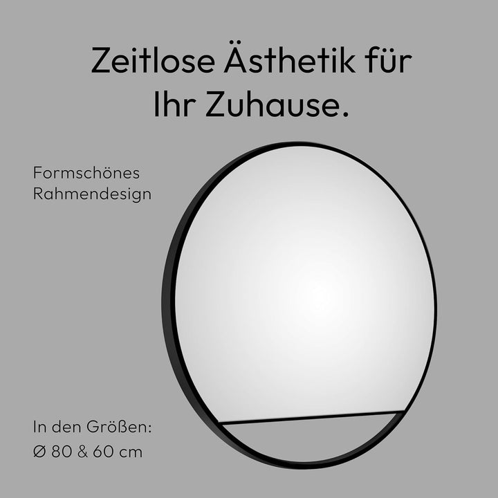 Talos Dekorativer Wandspiegel Black Hole matt schwarz matt Ø 80 cm, 50282 Ø 80 cm Schwarz Matt, Ø 80