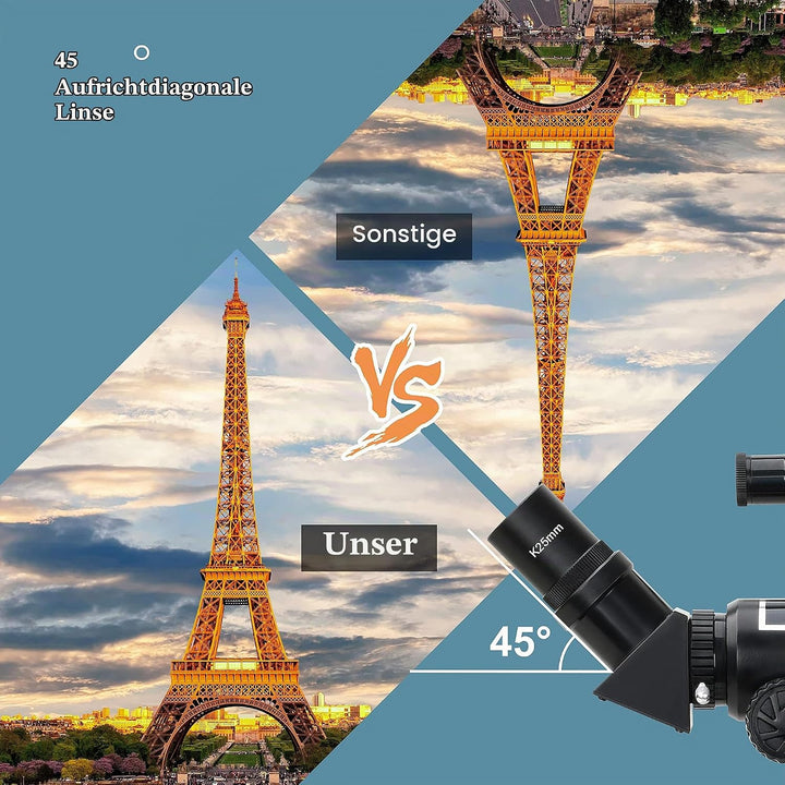 Aomekie Teleskop Astronomie 70/400 Fernrohr Teleskop mit Tasche für Kinder Erwachsener mit Aluminium