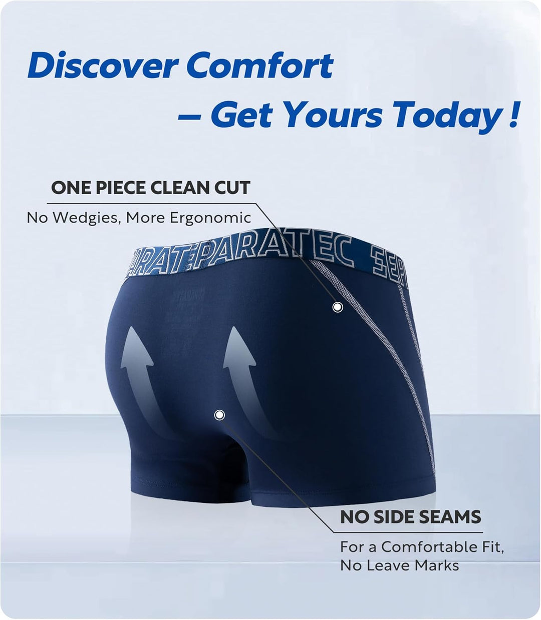 Separatec Herren Boxershorts Glattes Bambus Rayon mit getrennten Beuteln Unterwäsche 3er Pack Boxers