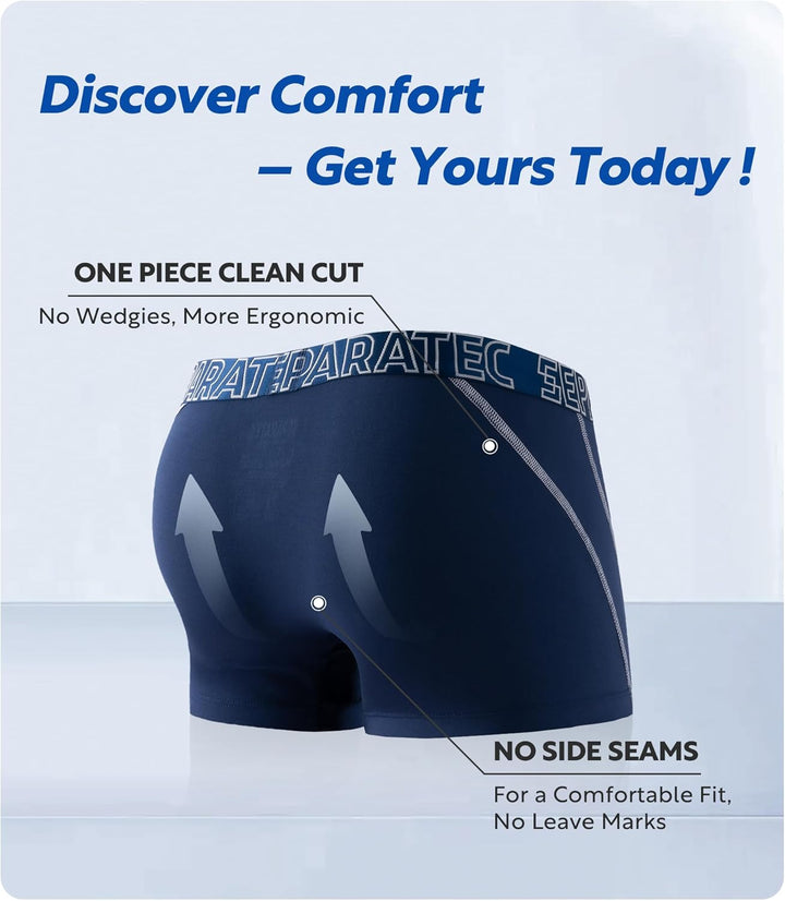 Separatec Herren Boxershorts Glattes Bambus Rayon mit getrennten Beuteln Unterwäsche 3er Pack Boxers
