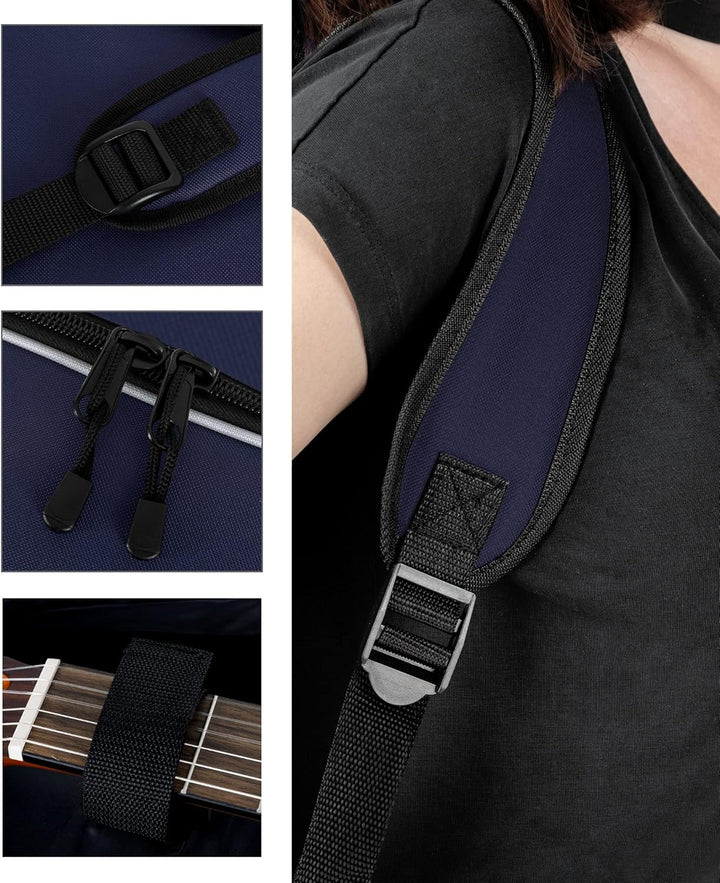 ROCKTILE Klassik-Gitarrentasche 4/4-Grösse - Wasserabweisender Gigbag mit weicher Polsterung und Fix