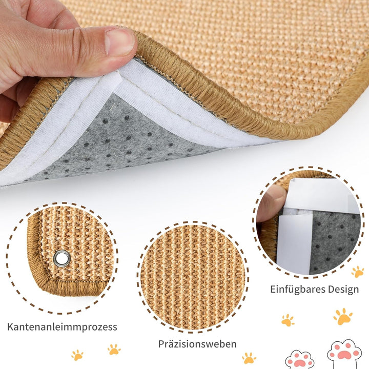 2 Stück Kratzmatte aus Sisal, Kratzmatte für Katzen, mit Klebeband, Katzenkratzmatte, Teppich zum Sc