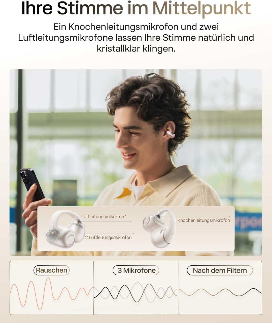 SHOKZ OpenDots 2 Open-Ear Clip-On Earbuds, verbessertes Dolby Audio mit Deep Bass, 40 Std. Laufzeit,