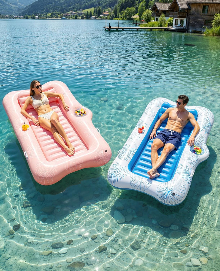 HeySplash Aufblasbares Pool Luftmatratze mit Tassenhalter, Pool Aufblasbares Bett in Meerjungfrau Sc