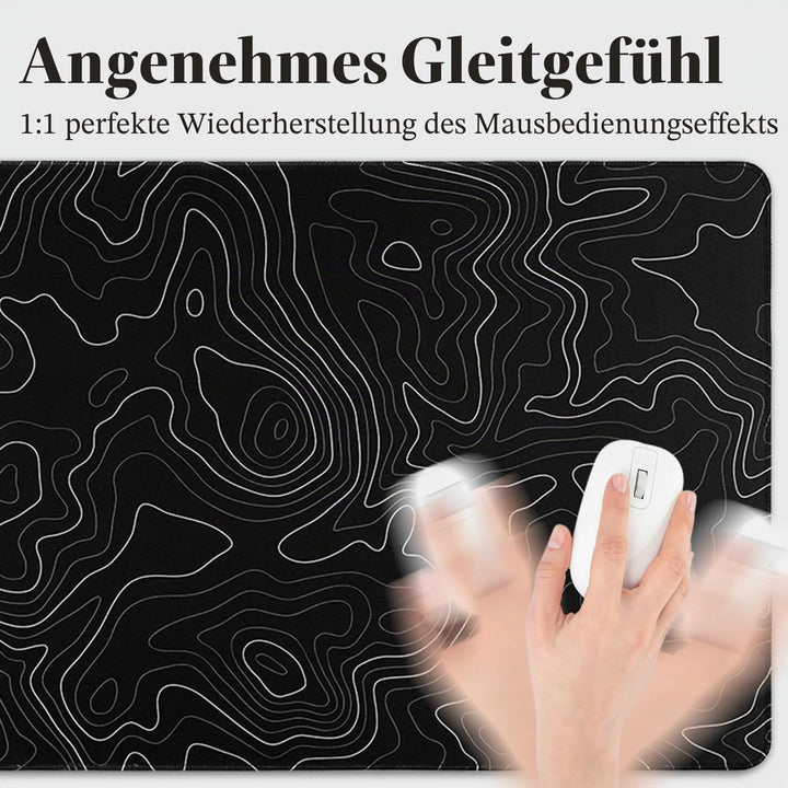 Niviy Mauspad Schwarz Minimalistische Topografische Karten Schreibtischunterlage,Waschbares Mousepad