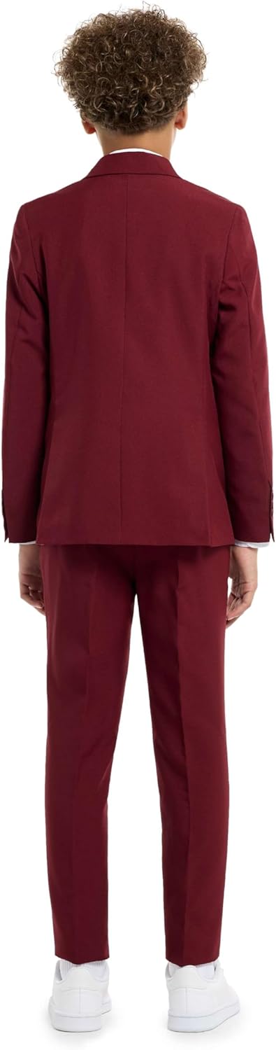OppoSuits Anzug für Teenager-Jungen, Blazing Burgund, einfarbig - Abschlussball- und Hochzeitsfeier-