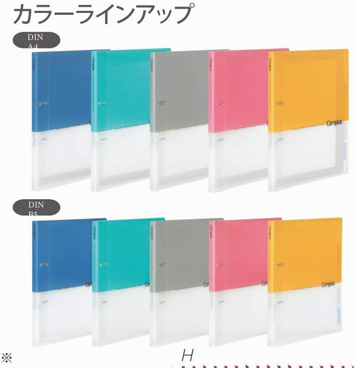 Kokuyo Campus Ringbuch mit 2 Ringen, A4, 2 Löcher, bis zu 100 Blatt, Grau, Japan Import (RU-PP158M)