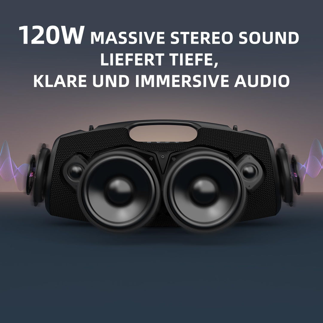 ZEALOT Bluetooth Lautsprecher,120W Boxen Bluetooth Gross mit Booming Bass,IPX6 Wasserdicht,Musikbox