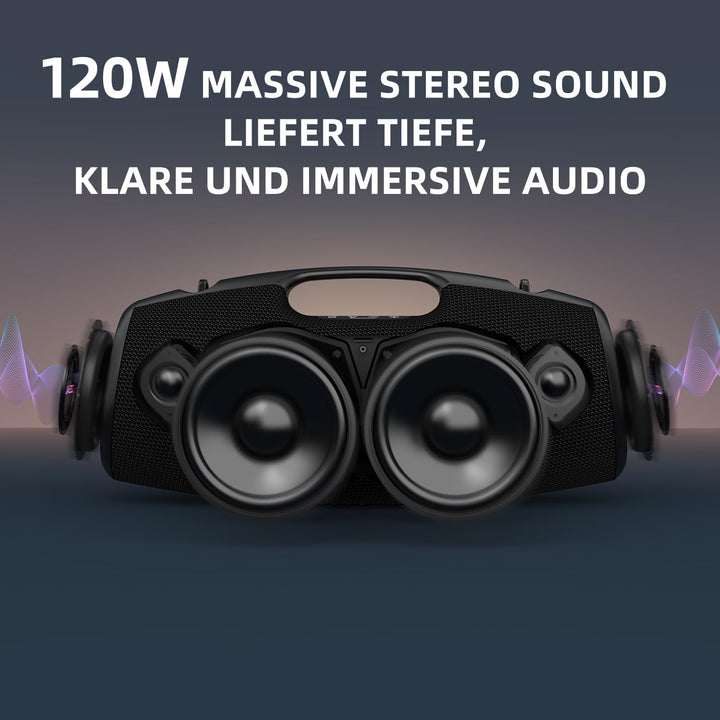 ZEALOT Bluetooth Lautsprecher,120W Boxen Bluetooth Gross mit Booming Bass,IPX6 Wasserdicht,Musikbox
