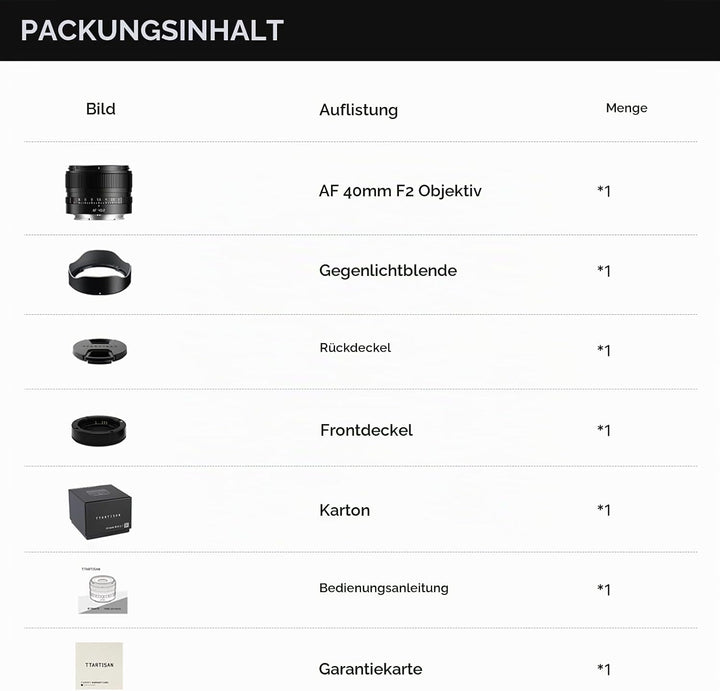 TTARTISAN AF 40mm F2 L Mount Vollformat Autofokus Objektiv, Grosse Blende Kompaktes Leichtes Kamerao
