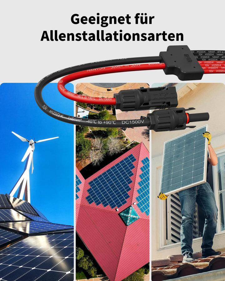 enernova Solarkabel Y-Verteiler, 4mm²-6mm² Solar-Anschlusskabel, IP68 Wasserdicht Solarkabel Verläng