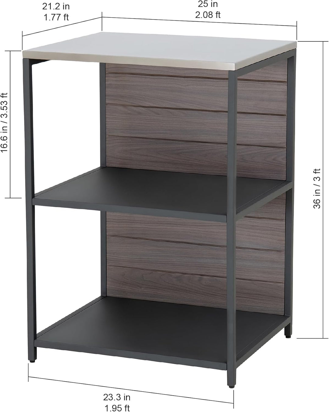 Sunjoy 3-stufiges Outdoor-Grillstation, Robuster Metallrahmen, Edelstahloberfläche &amp; Holzrückwand, P