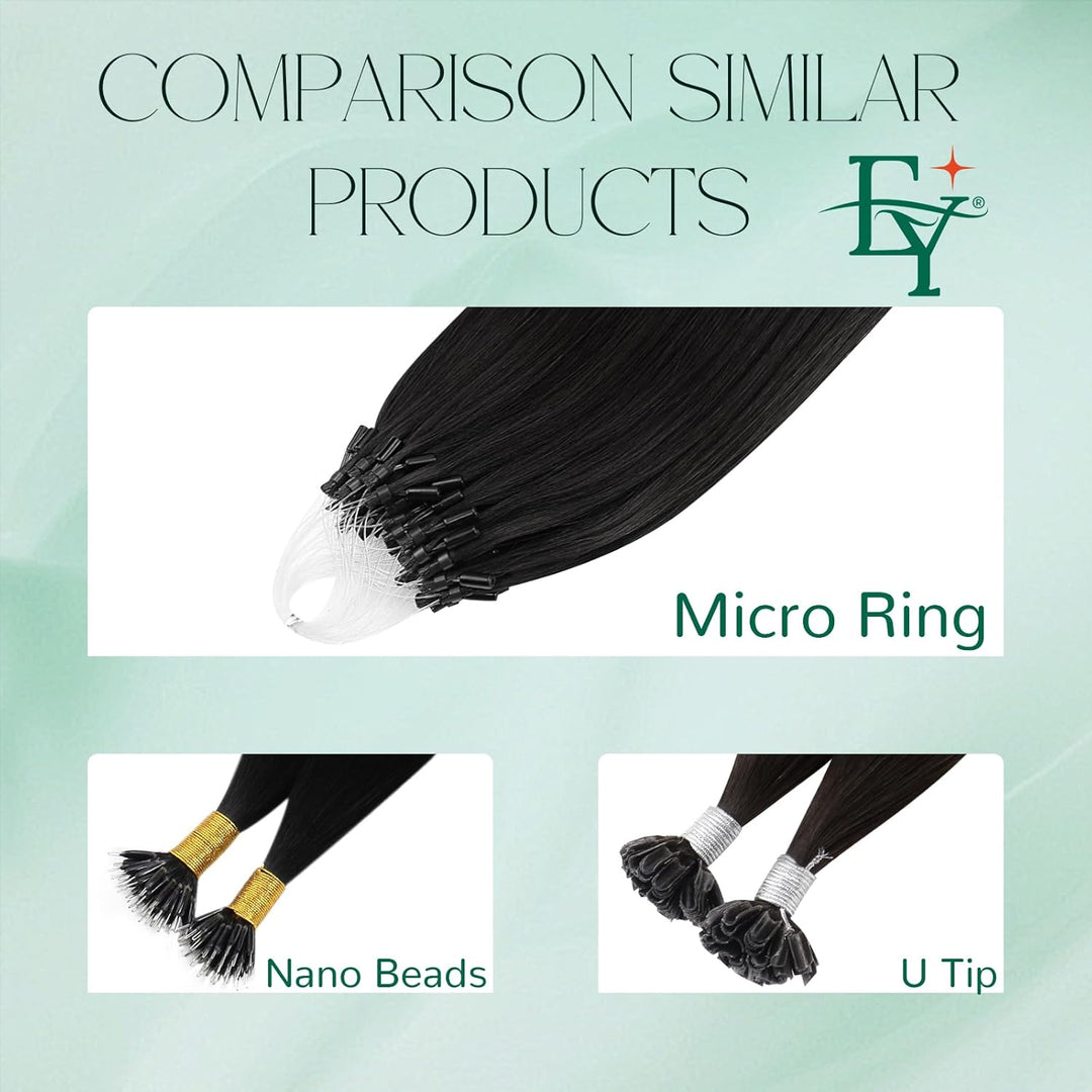 Easyouth Microring Extensions Schwarz Micro Ring Extensions Echthaar Remy Microring Haarverlangerung