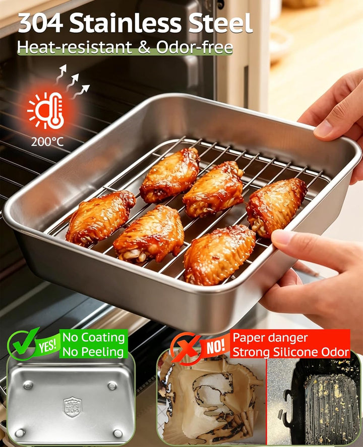 AirFryer Zubehör 6-Piece Set for Ninja Dual Zone & FlexDrawer, 2 X 304 Auflaufform Edelstahl & Grill