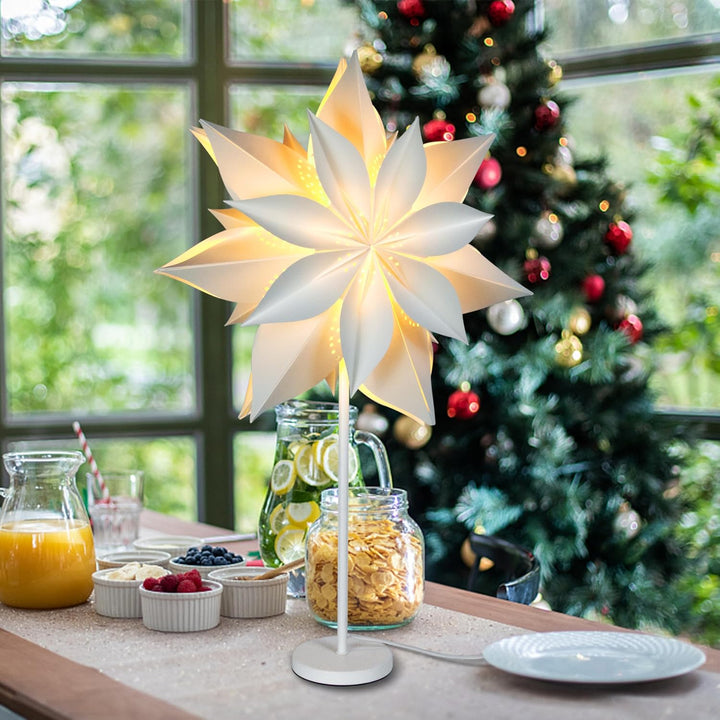 EANLOLY 45cm Stehender Weihnachtsstern Beleuchtet - LED Papierstern Weihnachten Tischlampe für Weihn